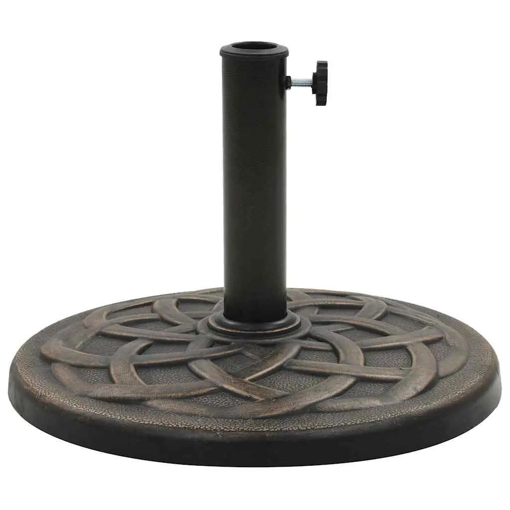 Parasol Base Round Polyresin Outdoor Umbrella Stand Brown