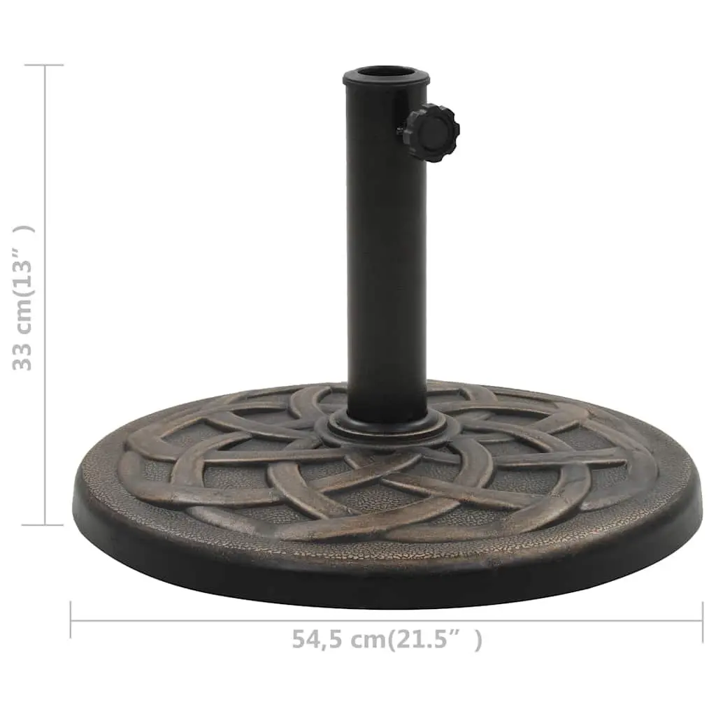 Parasol Base Round Polyresin Outdoor Umbrella Stand Brown