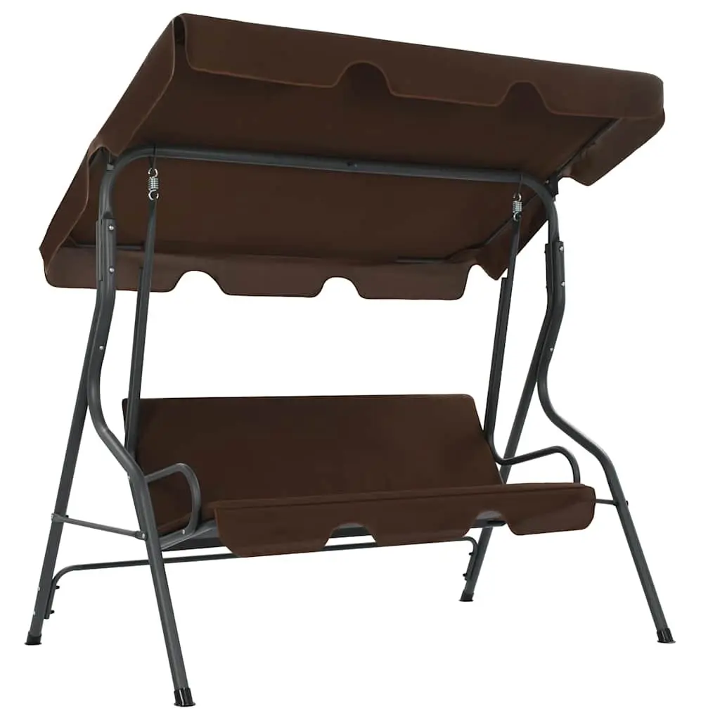 Garden Swing Bench with Canopy Outdoor Porch Seat Brown Patio Furniture