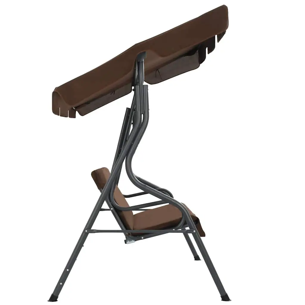 Garden Swing Bench with Canopy Outdoor Porch Seat Brown Patio Furniture