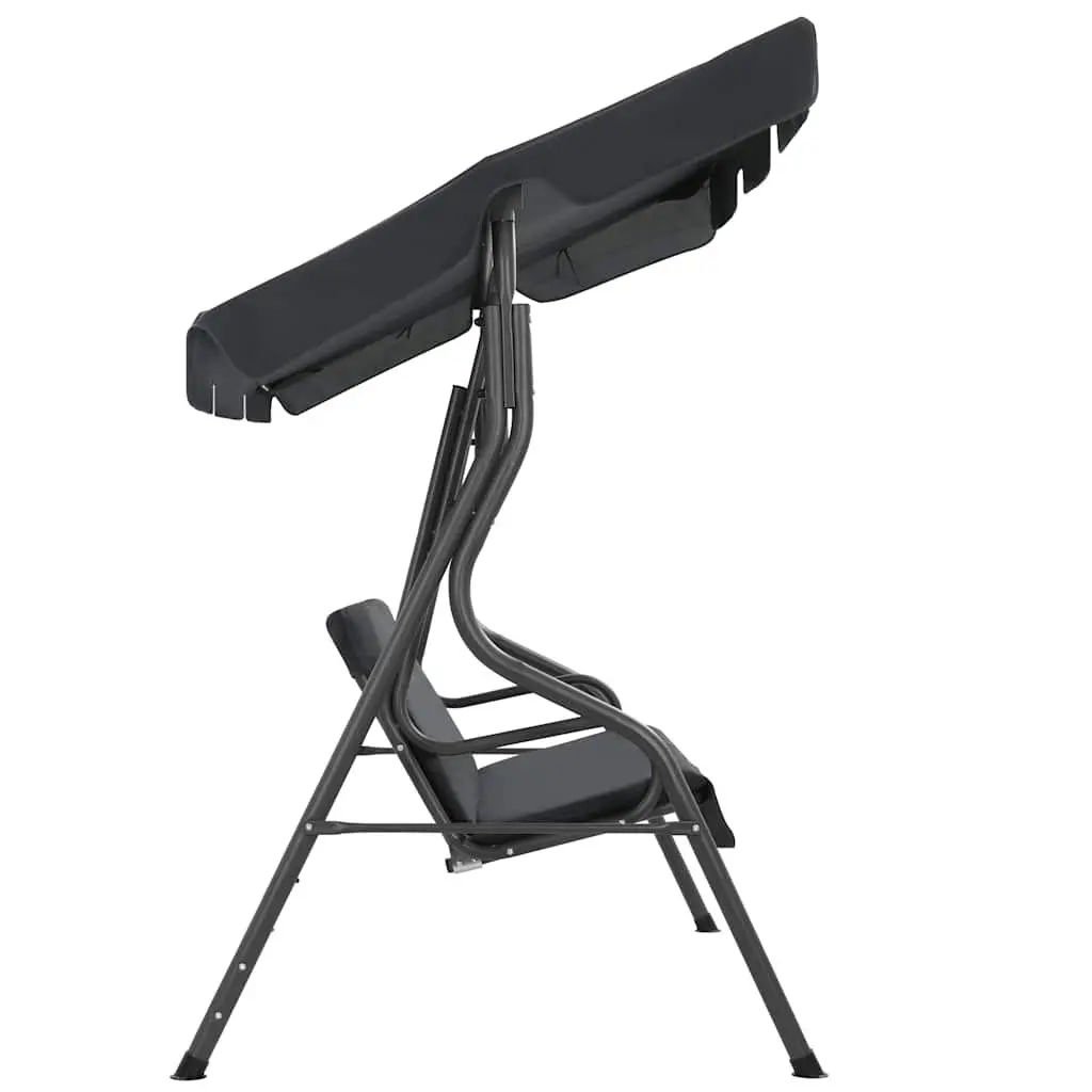 Garden Swing Bench Powder-coated Steel Frame Water-resistant Polyester Fabric Large Canopy Roof Anthracite