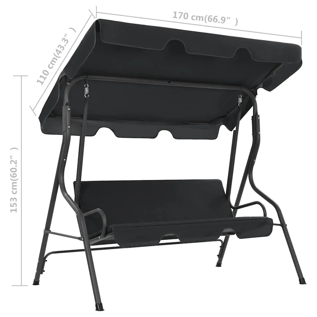 Garden Swing Bench Powder-coated Steel Frame Water-resistant Polyester Fabric Large Canopy Roof Anthracite