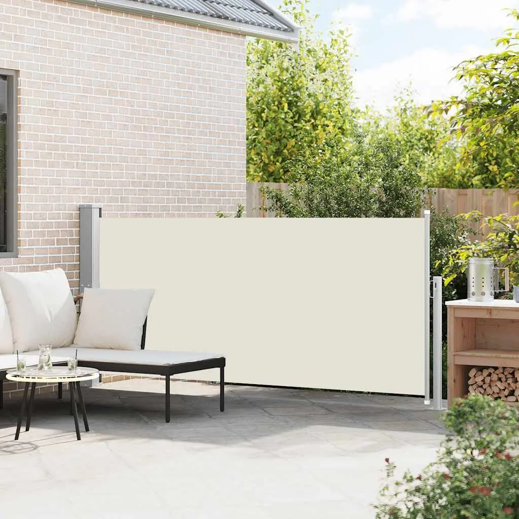 Retractable Side Awning Polyester 140 x 300 cm Cream Outdoor Garden Patio Balcony Privacy Screen
