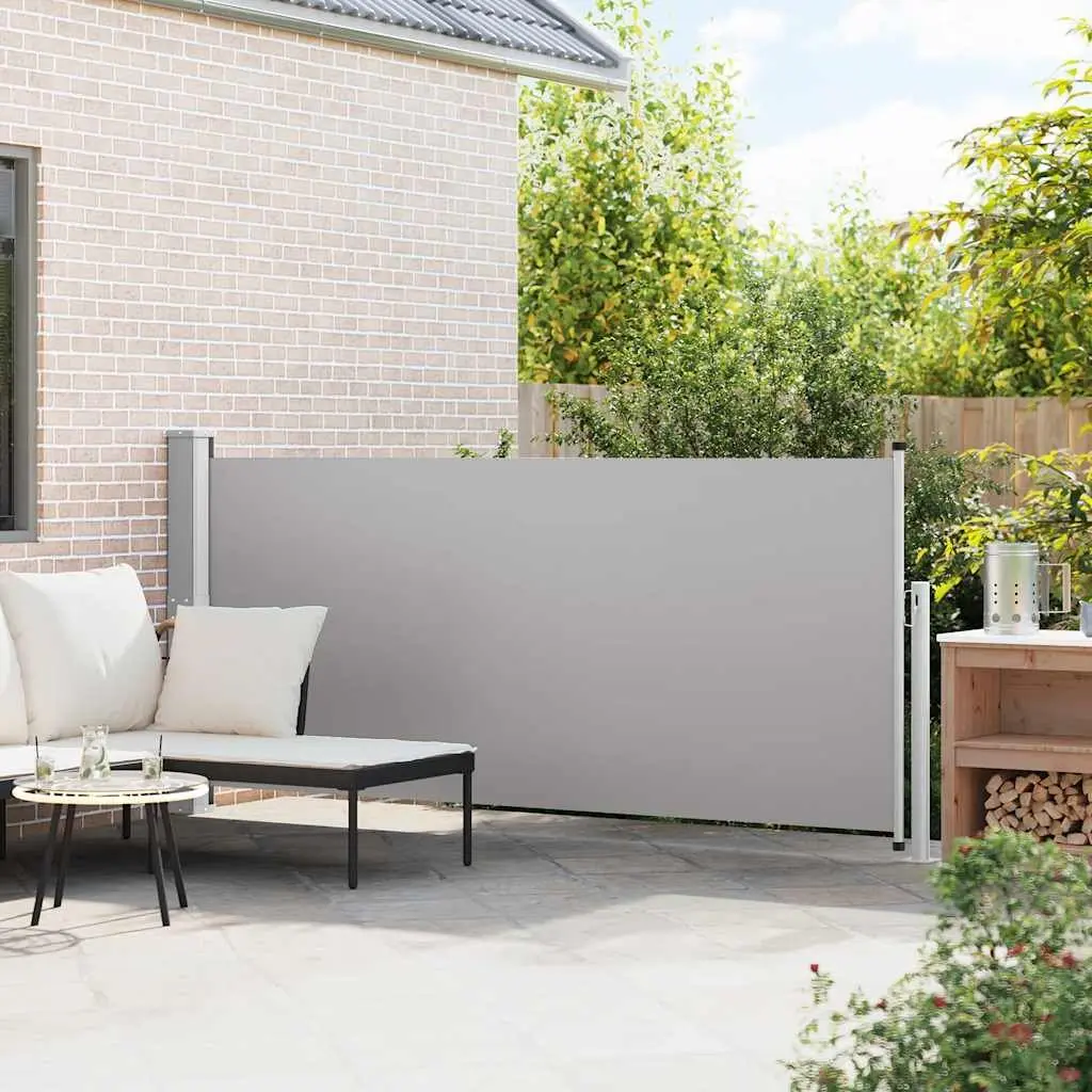 Retractable Awning Grey 140x300cm UVproof Tearresistant Polyester Outdoor Privacy Screen