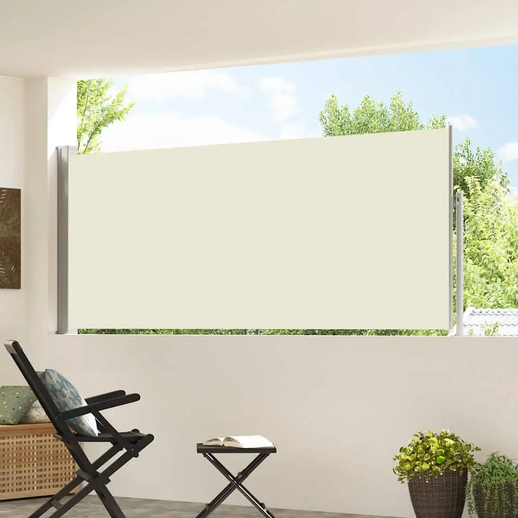 Retractable Side Awning UV-proof Tear-resistant Water-resistant Polyester 117x314cm Cream