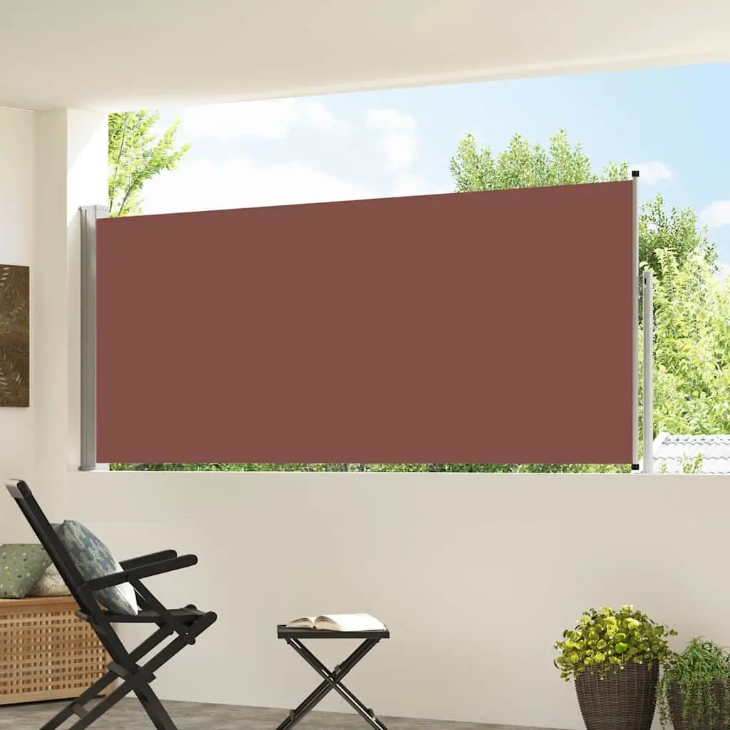 Retractable Side Awning Polyester 117x314 cm Brown Outdoor Privacy Screen