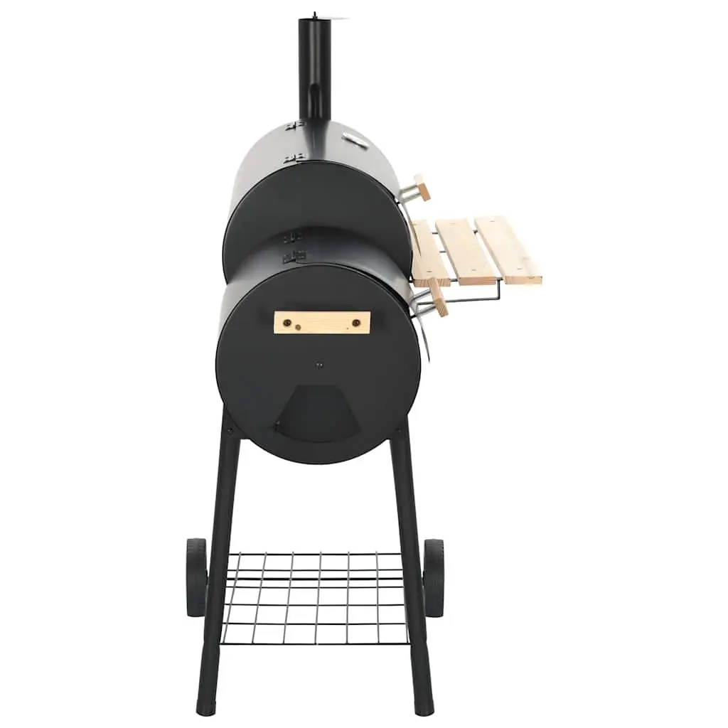 Offset Smoker Grill Black Outdoor Cooking Chamber with Side Firebox and Integrated Thermometer