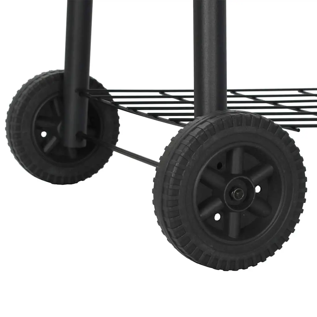 Charcoal Offset Smoker Black Cooking Chamber Firebox Outdoor Grill