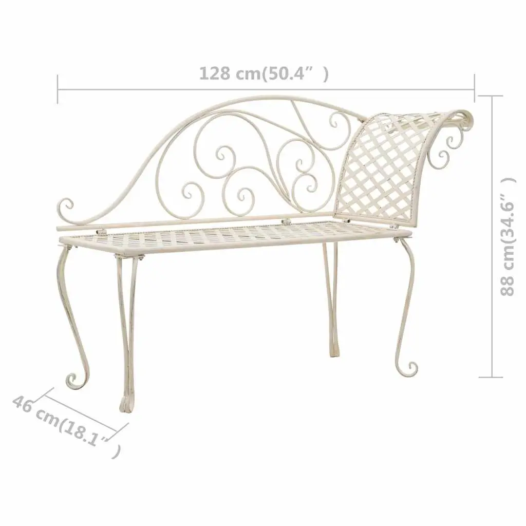 Outdoor Lounger White Ergonomic Metal Frame 128cm Garden Chaise Lounge