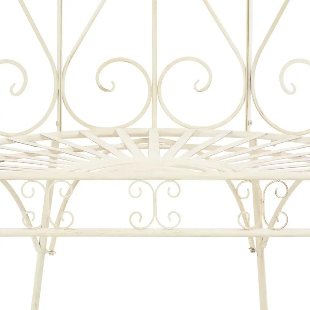 Outdoor Garden Bench Wrought Iron 95cm White Antique Style