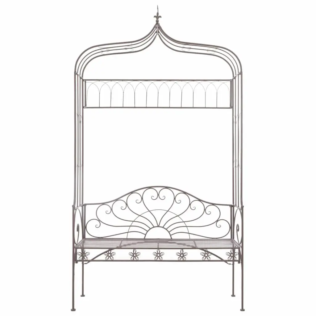 Garden Bench Wrought Iron 122cm Antique Brown Outdoor Seating Decorative Furniture