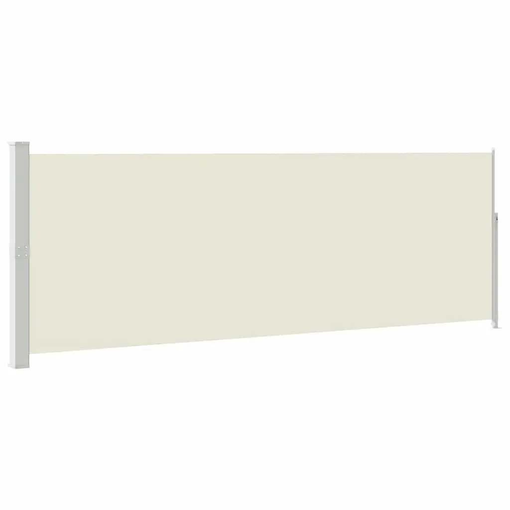 Retractable Side Awning Polyester 160 x 500 cm Cream Outdoor Garden Patio Privacy Screen Shade