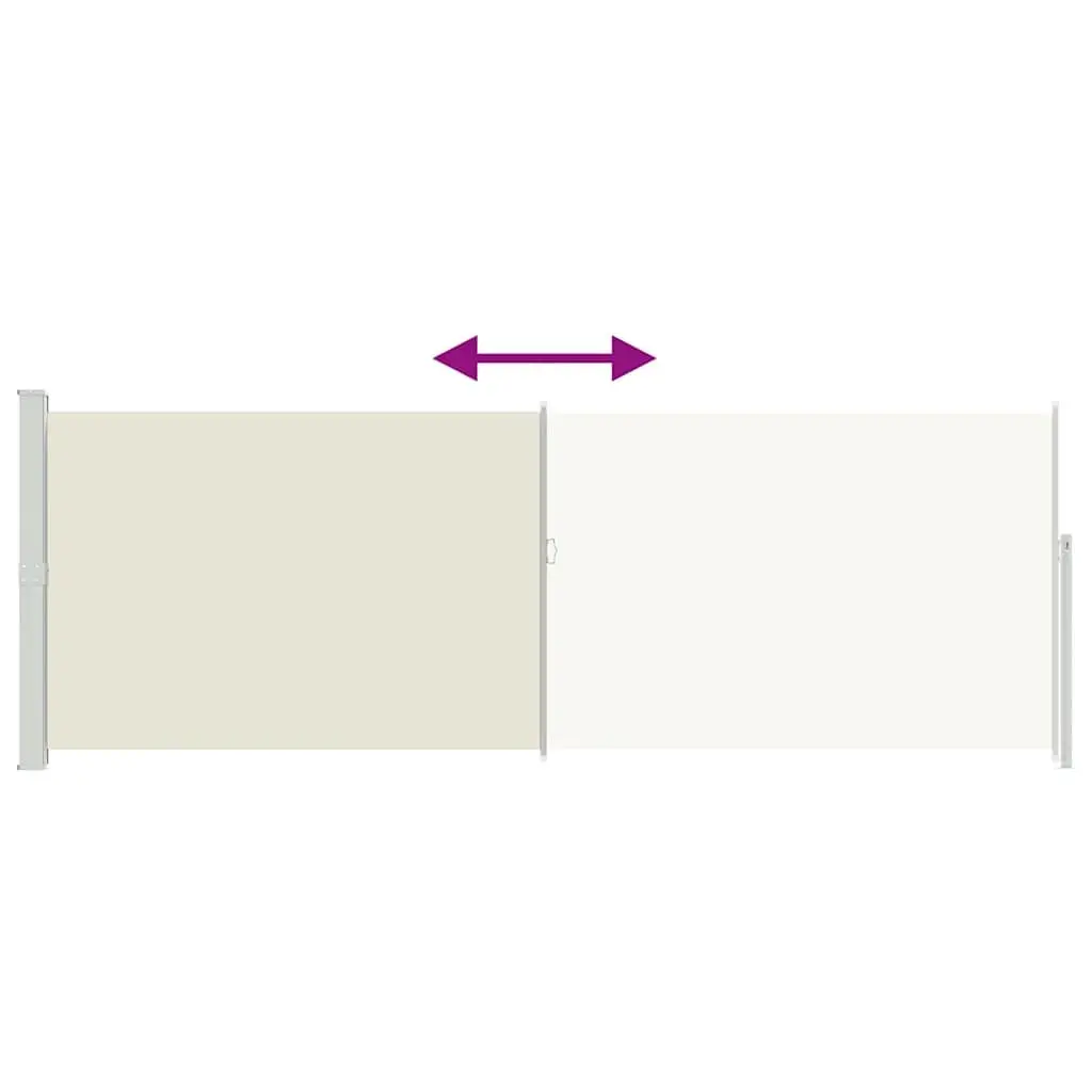 Retractable Side Awning Polyester 160 x 500 cm Cream Outdoor Garden Patio Privacy Screen Shade
