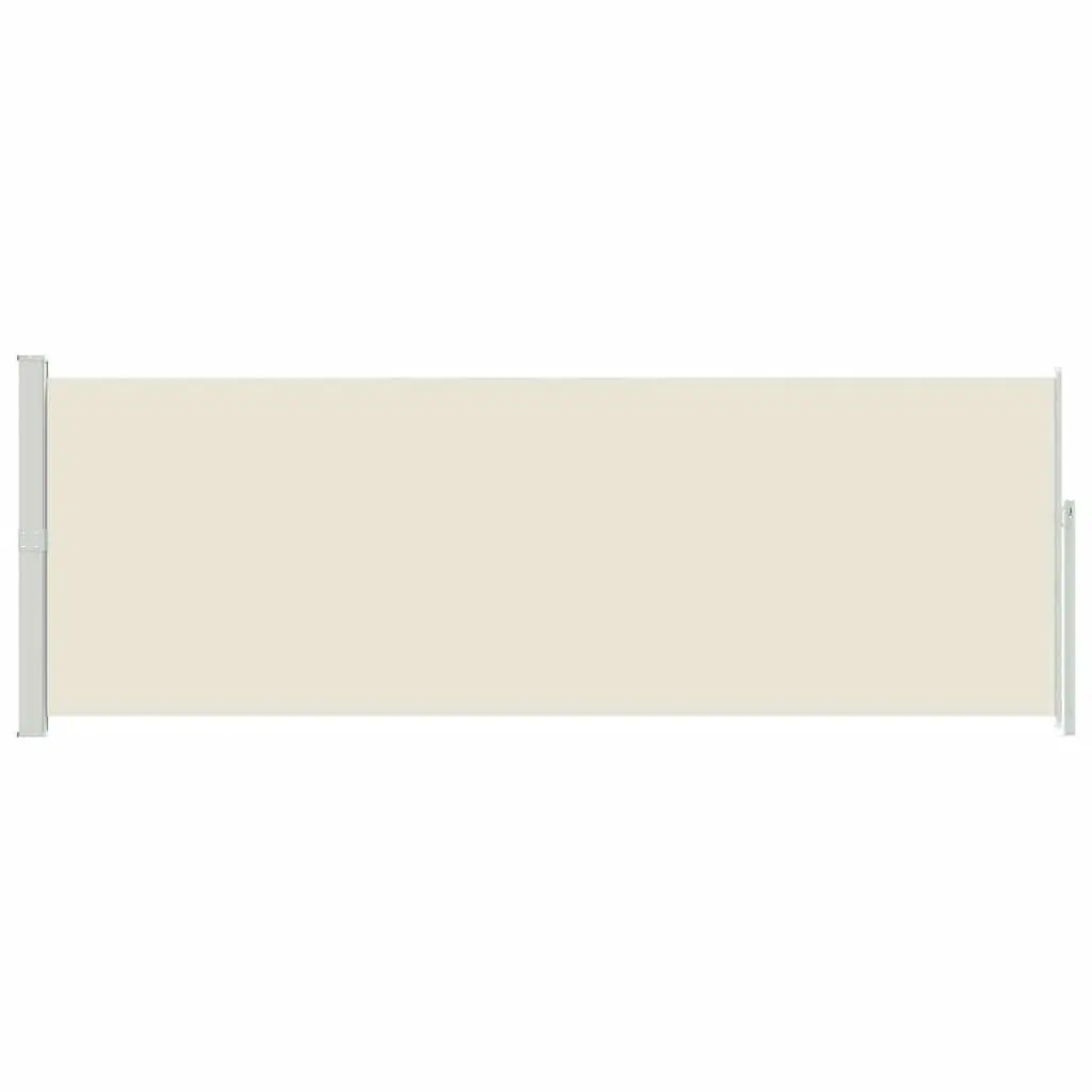 Retractable Side Awning Polyester 160 x 500 cm Cream Outdoor Garden Patio Privacy Screen Shade