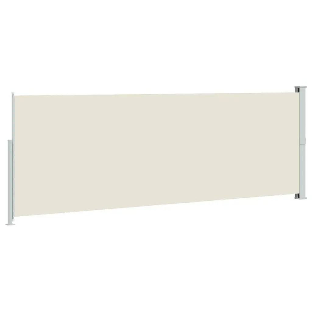 Retractable Side Awning Polyester 160 x 500 cm Cream Outdoor Garden Patio Privacy Screen Shade