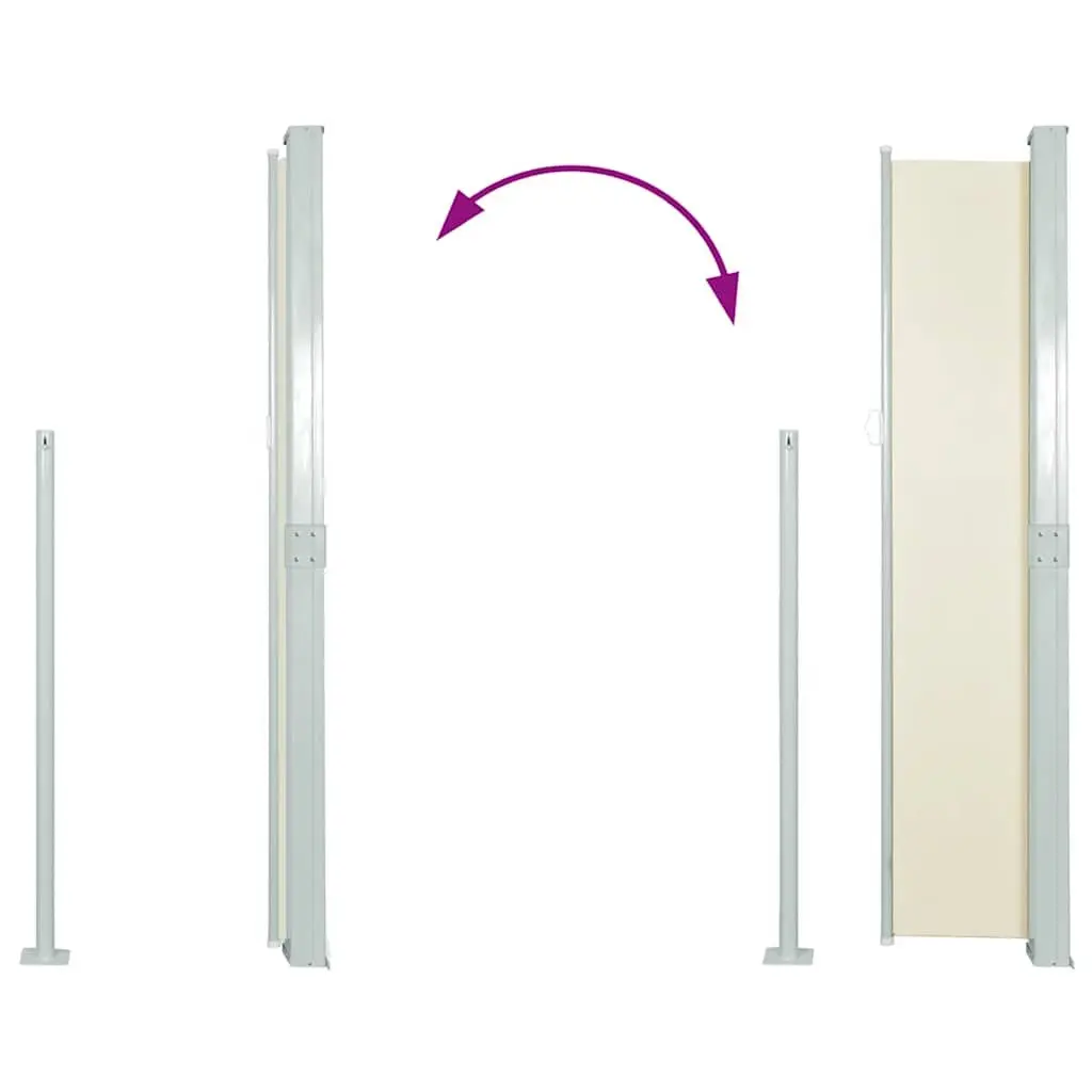 Retractable Side Awning Polyester 160 x 500 cm Cream Outdoor Garden Patio Privacy Screen Shade