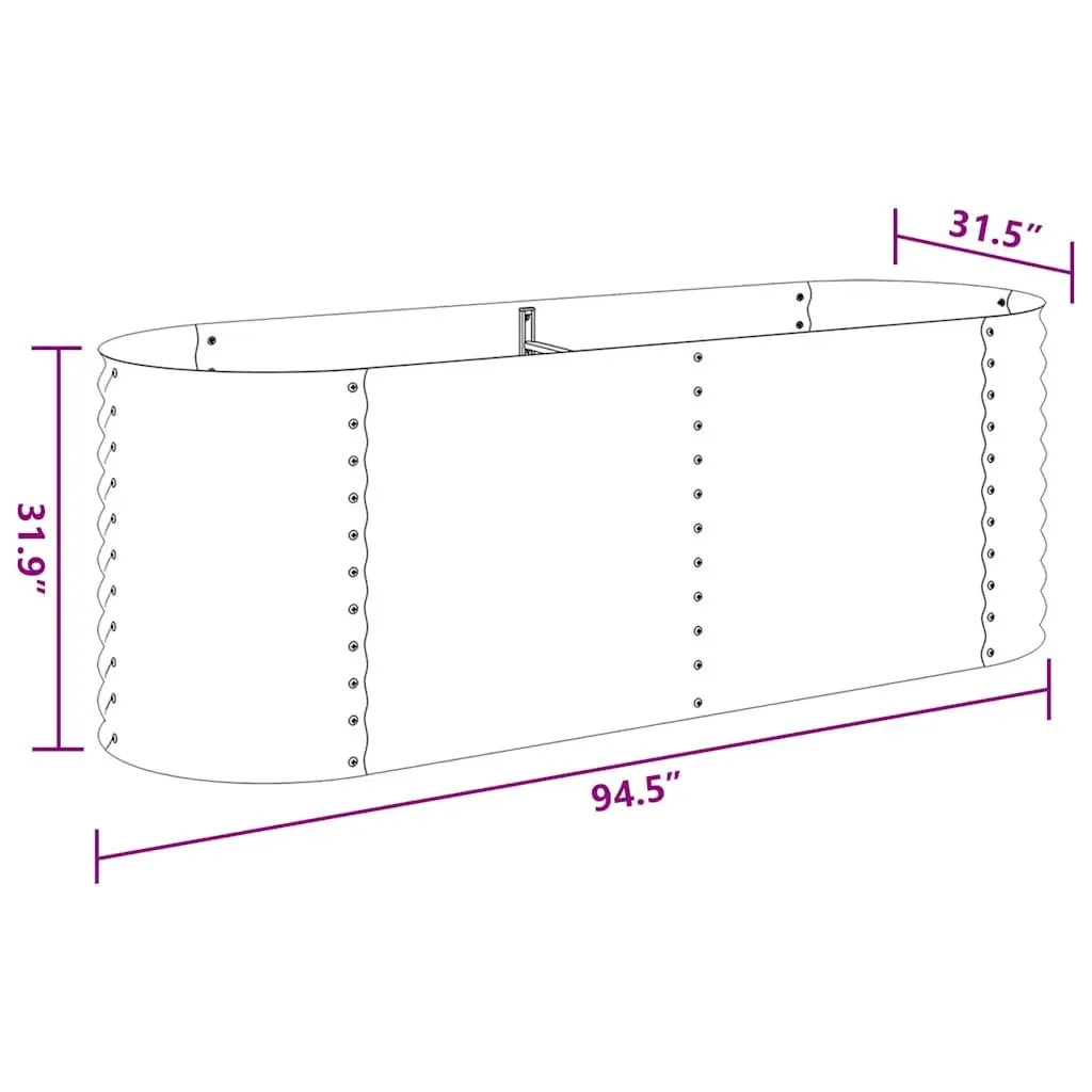 Galvanised Steel Garden Raised Bed 240x80x81 cm Silver
