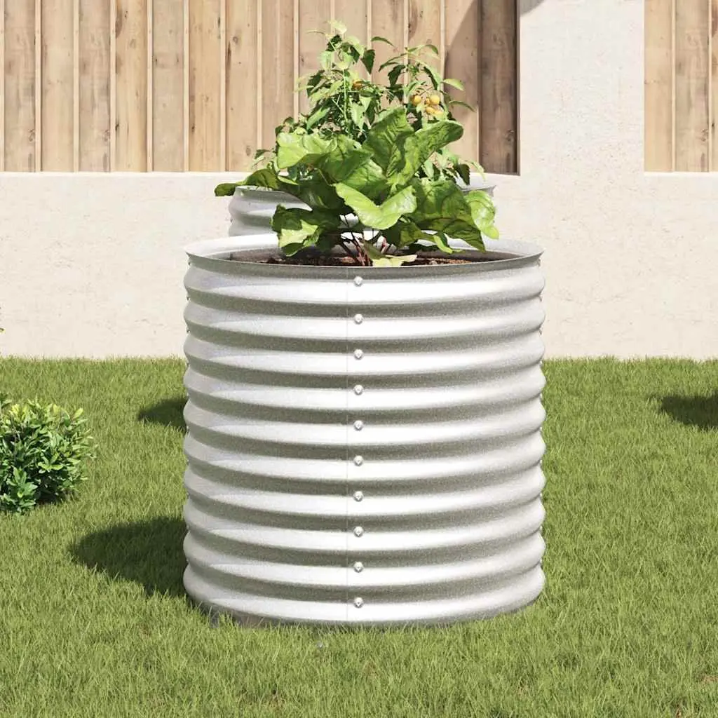 Garden Bed Raised Galvanised Steel Silver Outdoor Planter Box 80x80x81 cm