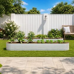 Functional Galvanised Steel Planter for Outdoor Use 400x80x44 cm