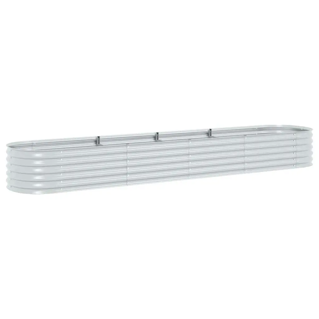 Raised Bed Planter Galvanised Steel Outdoor Silver 400x80x44cm Garden