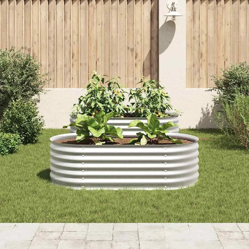 Raised Garden Bed Galvanised Steel 160x80x44 cm Silver Outdoor Planter