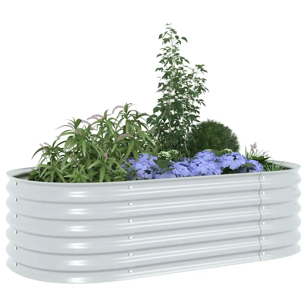 Raised Garden Bed Galvanised Steel 160x80x44 cm Silver Outdoor Planter