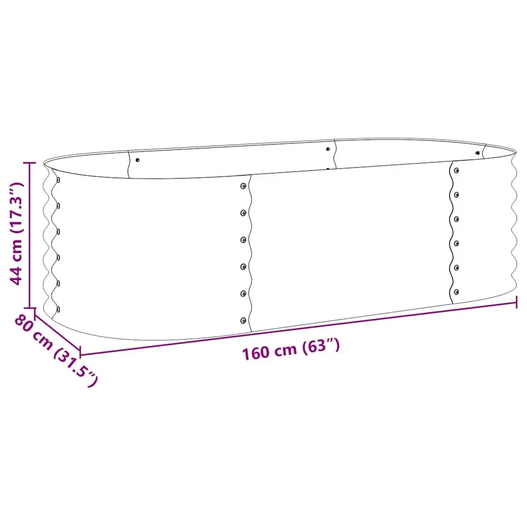 Raised Garden Bed Galvanised Steel 160x80x44 cm Silver Outdoor Planter