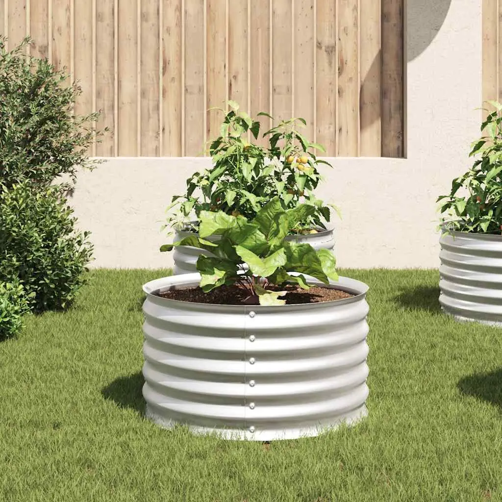 Galvanised Steel Raised Bed 80x80x44 cm Silver Outdoor Planter Box