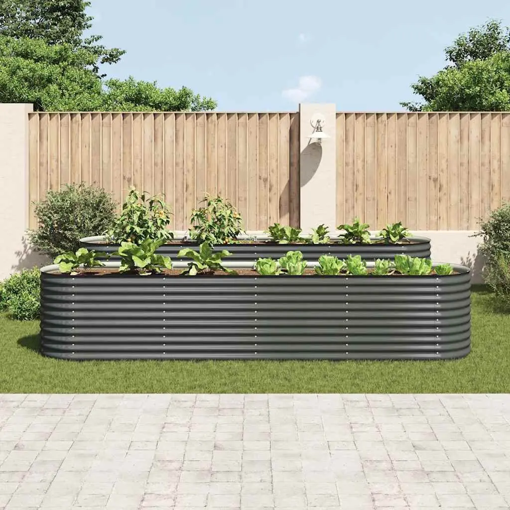 Galvanised Steel Outdoor Planter 400x80x81cm Grey Raised Garden Bed Deep Spacious