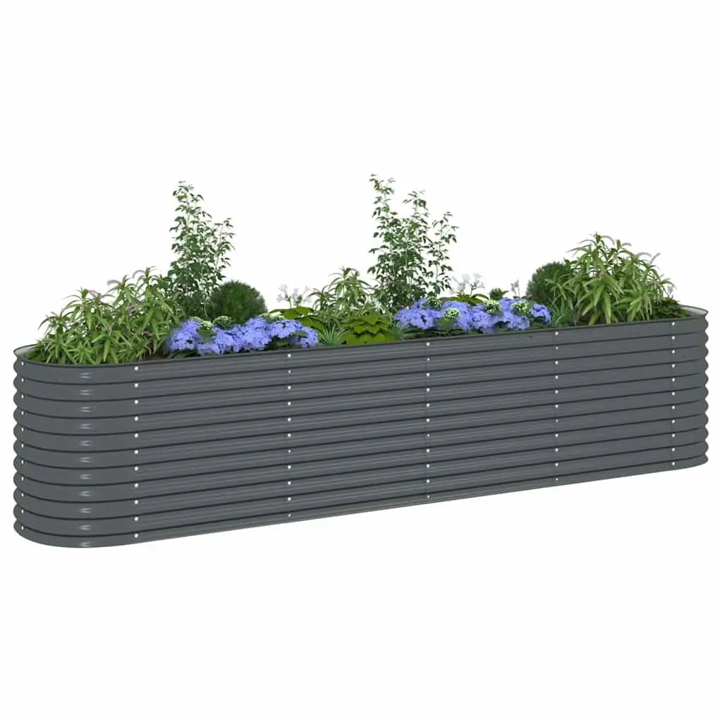 Galvanised Steel Outdoor Planter 400x80x81cm Grey Raised Garden Bed Deep Spacious