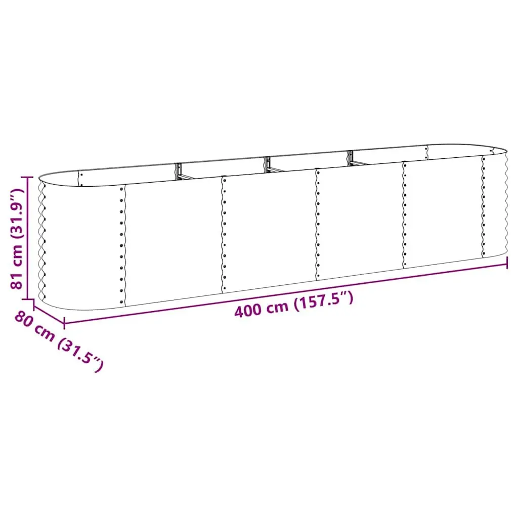Galvanised Steel Outdoor Planter 400x80x81cm Grey Raised Garden Bed Deep Spacious