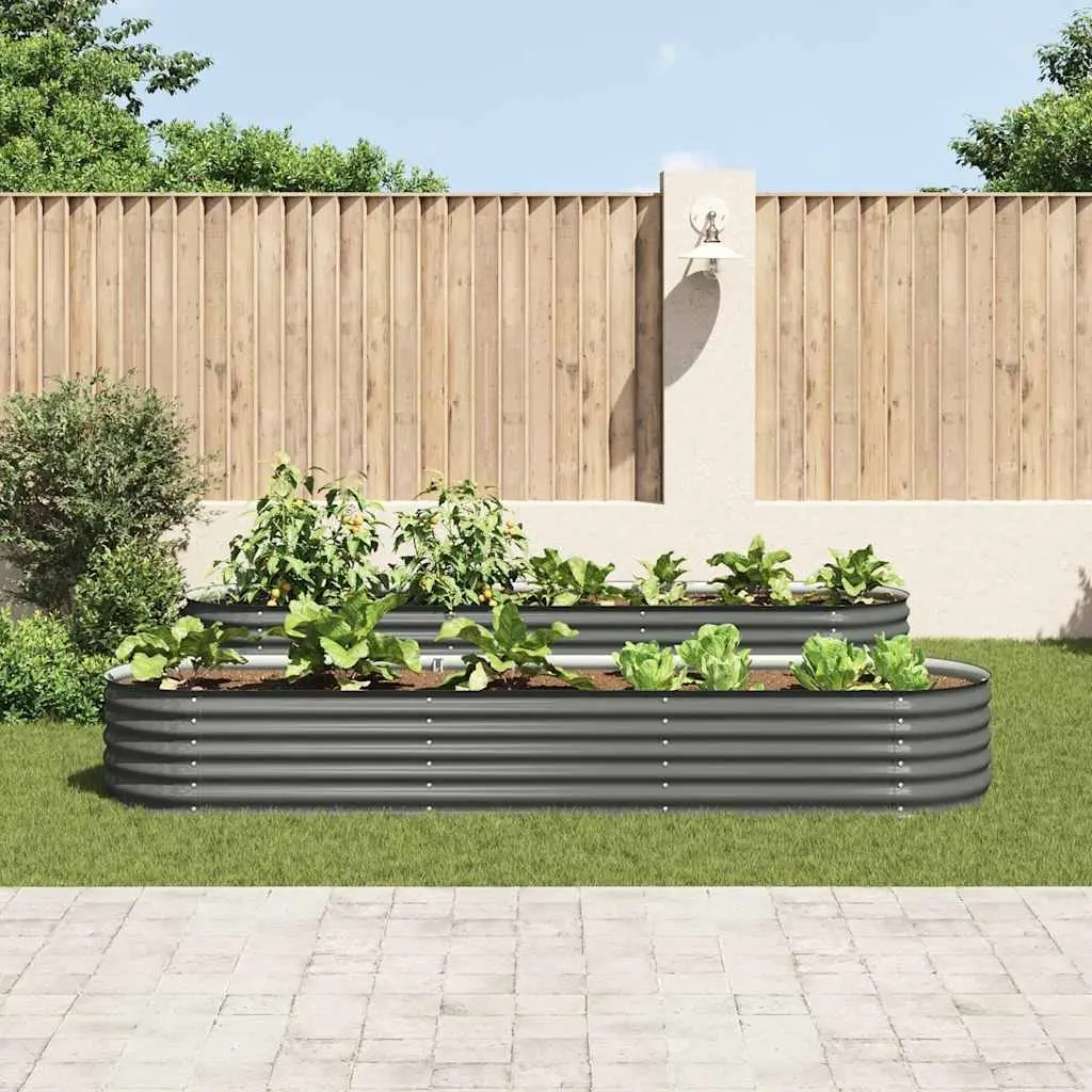 Galvanised Steel Garden Raised Bed 320x80x44 cm Outdoor Planter Grey