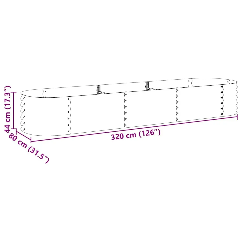Galvanised Steel Garden Raised Bed 320x80x44 cm Outdoor Planter Grey