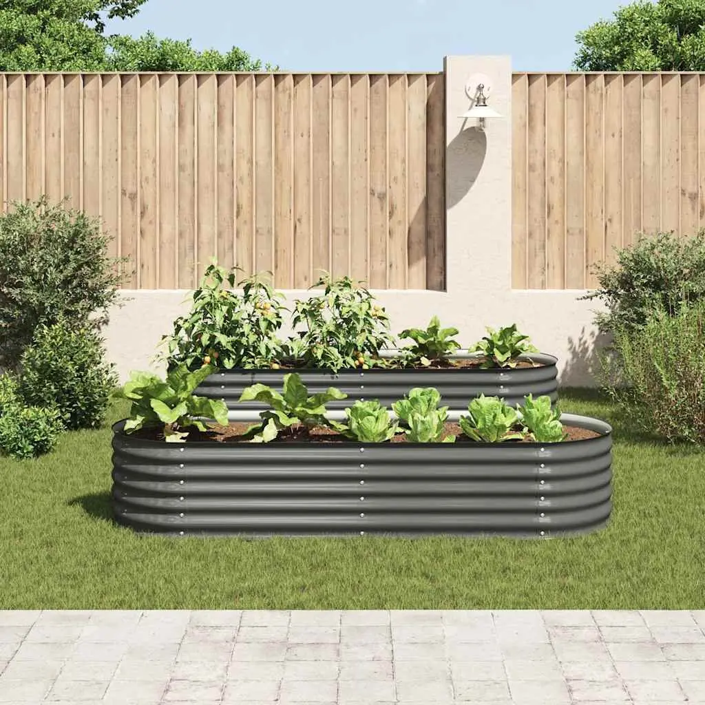 Raised Bed Planter Box Galvanised Steel Outdoor 240cm x 80cm x 44cm Grey