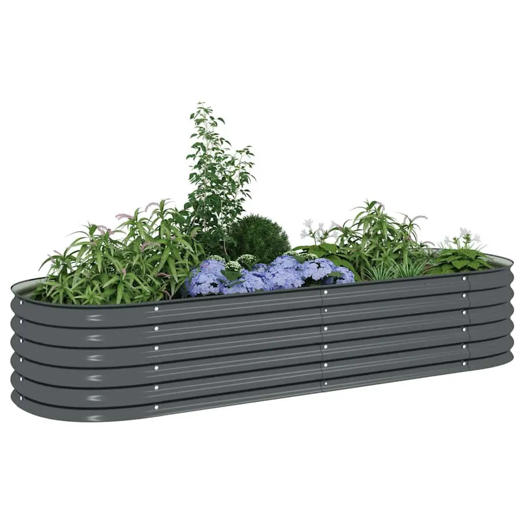 Raised Bed Planter Box Galvanised Steel Outdoor 240cm x 80cm x 44cm Grey