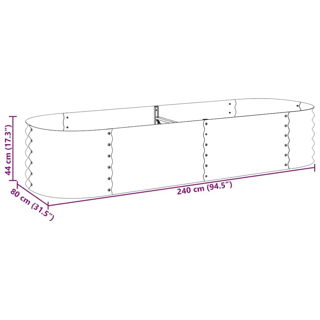 Raised Bed Planter Box Galvanised Steel Outdoor 240cm x 80cm x 44cm Grey