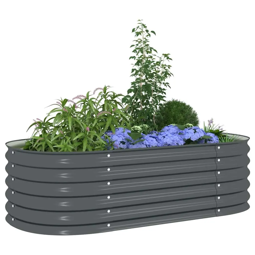 Raised Bed Planter Galvanised Steel Grey Outdoor 160cm x 80cm x 44cm Garden