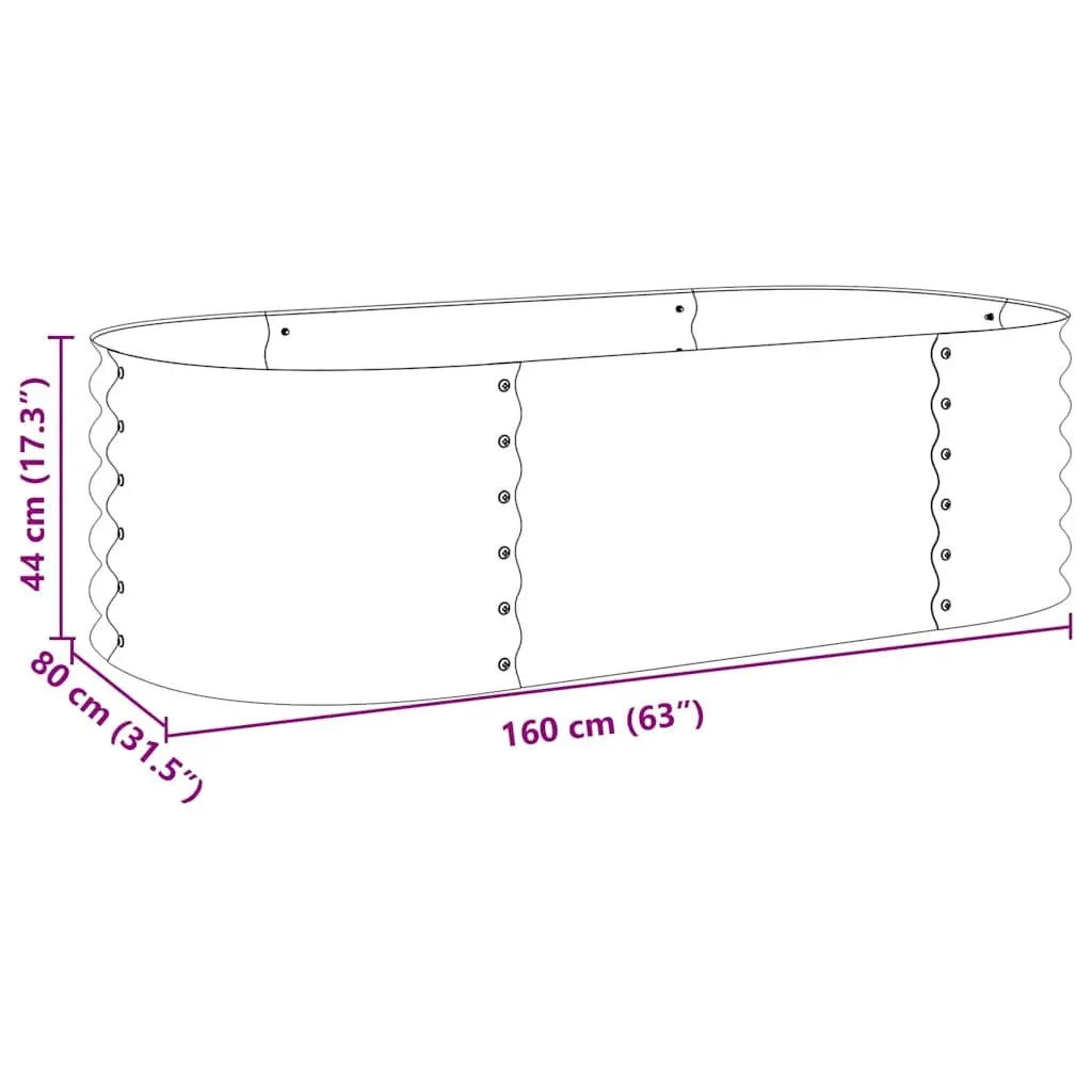 Raised Bed Planter Galvanised Steel Grey Outdoor 160cm x 80cm x 44cm Garden