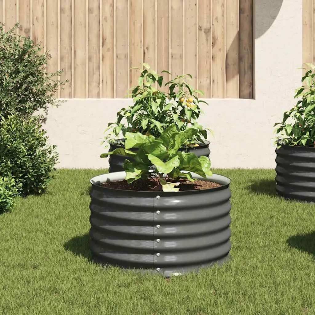 Garden Raised Bed Galvanised Steel 80x80x44 cm Grey Outdoor Planter