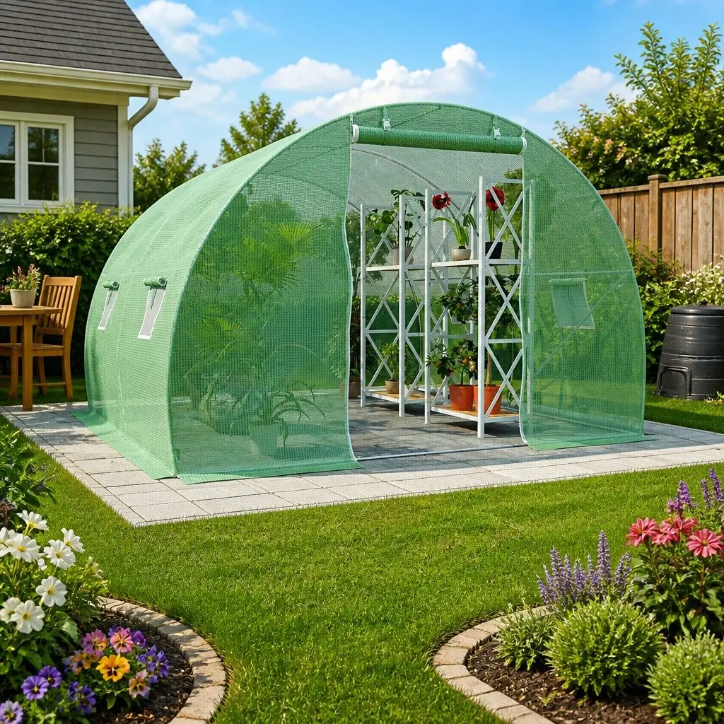 Greenhouse 9m² 300x300x200cm Garden Plant House Galvanised Steel Frame Mesh