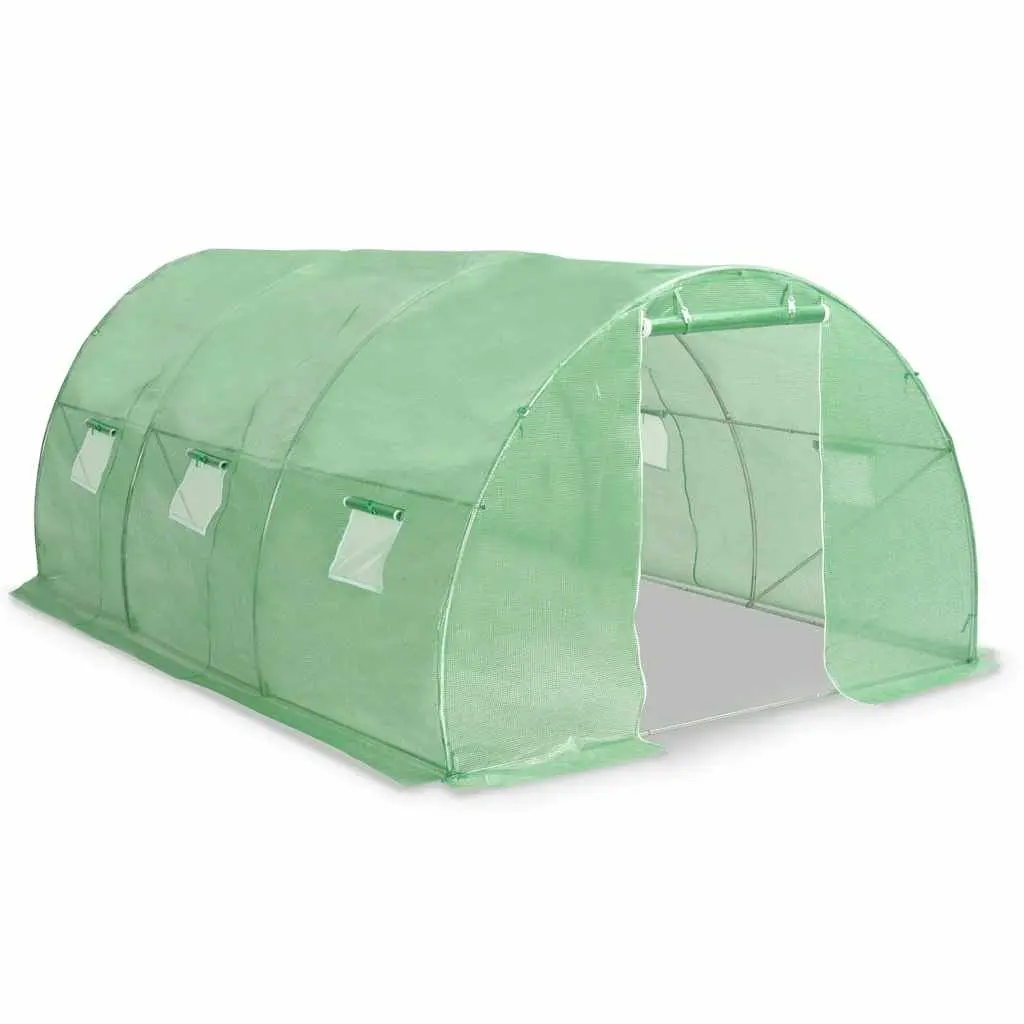 Greenhouse PE Mesh Fabric 13.5m² Green Galvanised Steel Frame