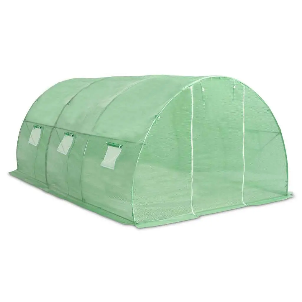 Greenhouse PE Mesh Fabric 13.5m² Green Galvanised Steel Frame