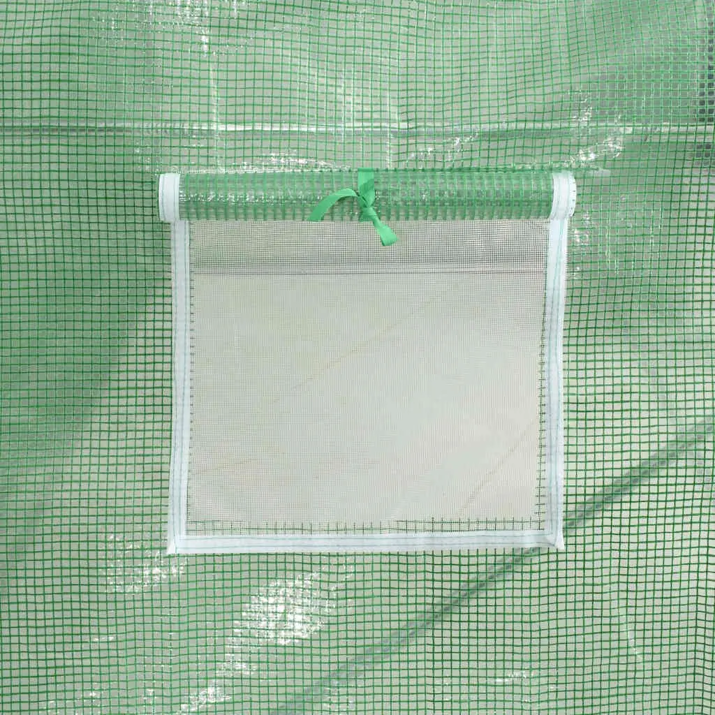 Greenhouse PE Mesh Fabric 13.5m² Green Galvanised Steel Frame