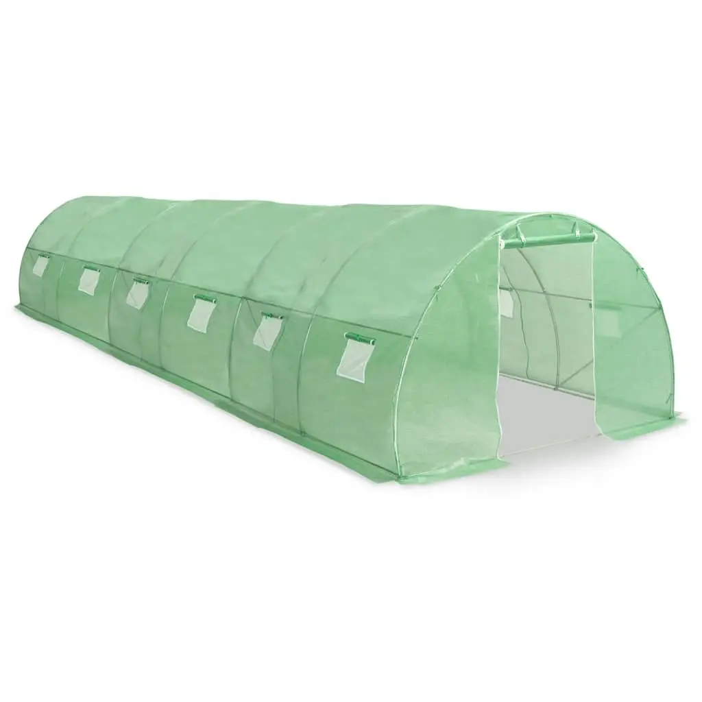 Garden Greenhouse PE Mesh Fabric 900x300x200 cm Green with Ventilation Windows and Door Galvanised Steel Frame 27 m²