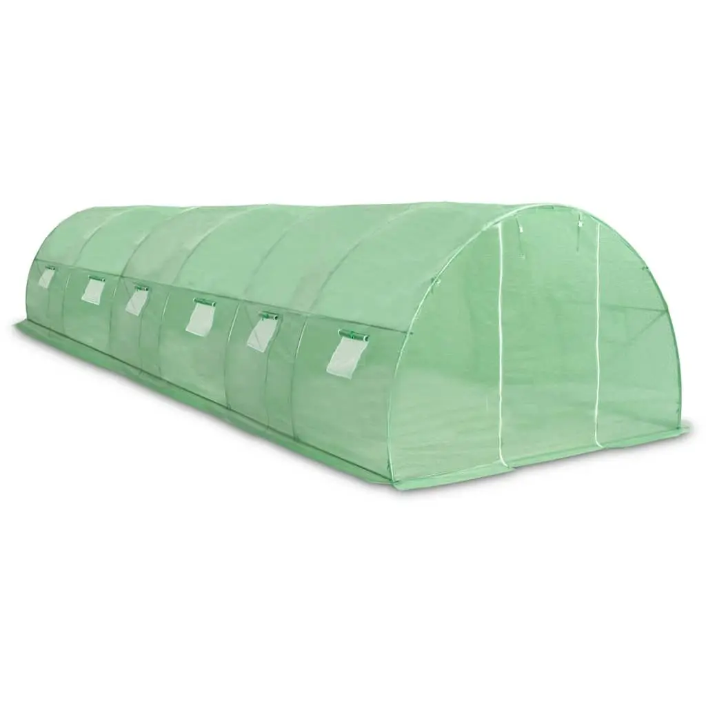 Garden Greenhouse PE Mesh Fabric 900x300x200 cm Green with Ventilation Windows and Door Galvanised Steel Frame 27 m²