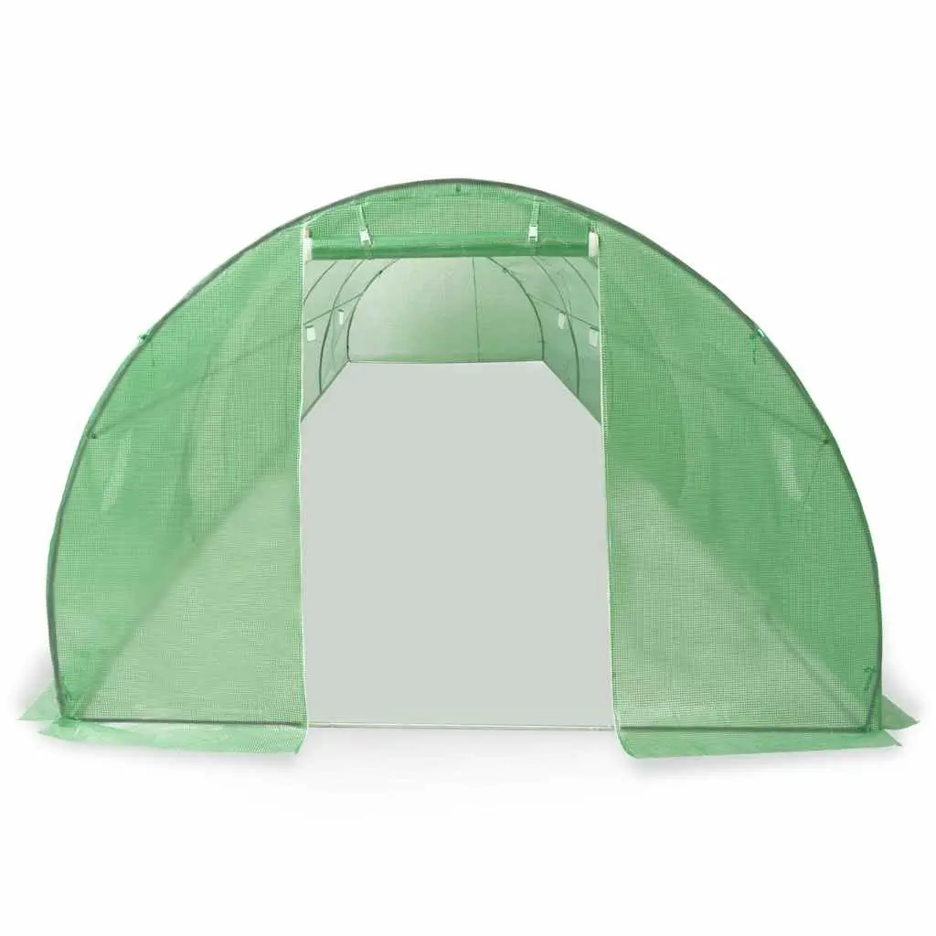 Garden Greenhouse PE Mesh Fabric 900x300x200 cm Green with Ventilation Windows and Door Galvanised Steel Frame 27 m²