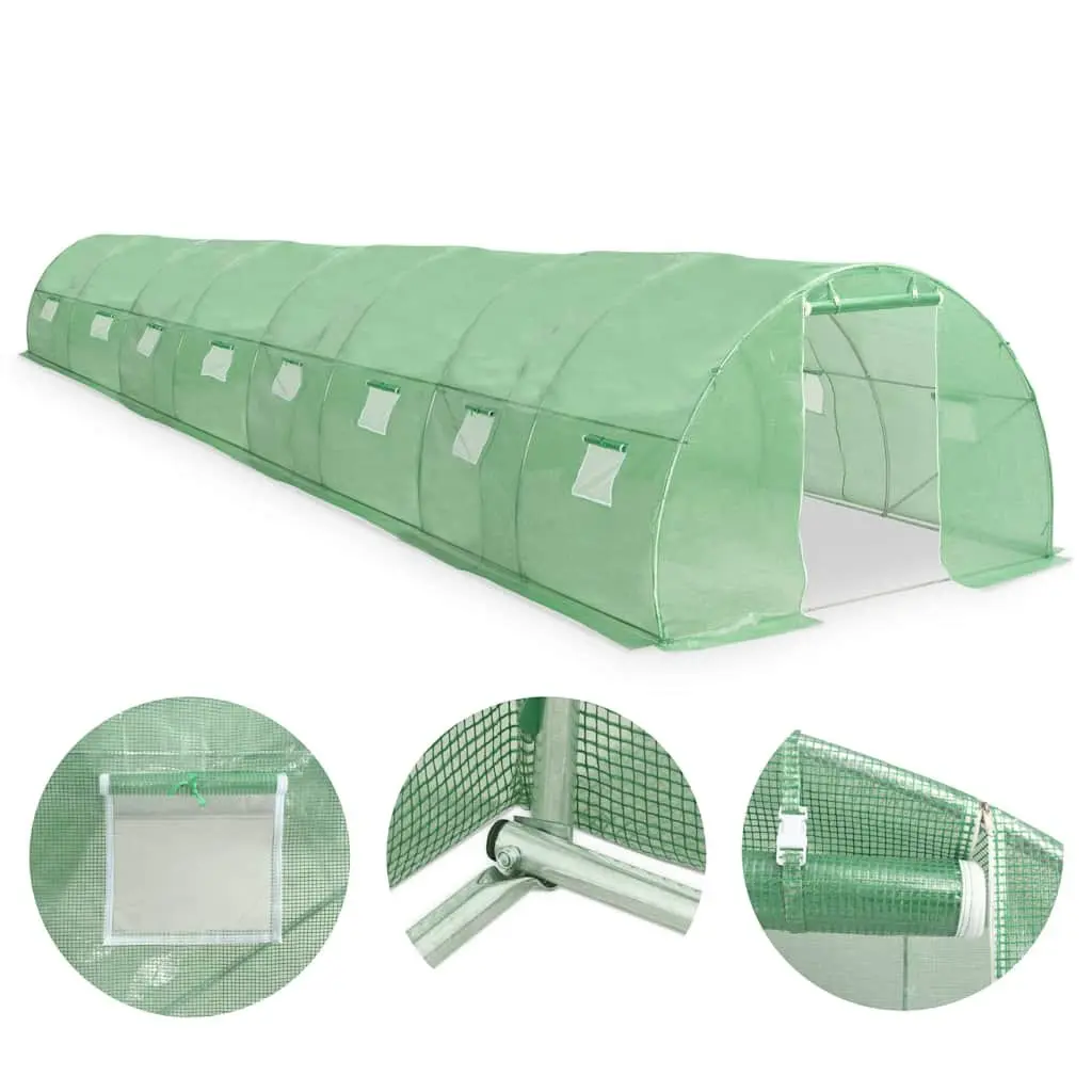 Greenhouse 36 m² Galvanised Steel Frame PE Mesh Garden Plant House with Windows
