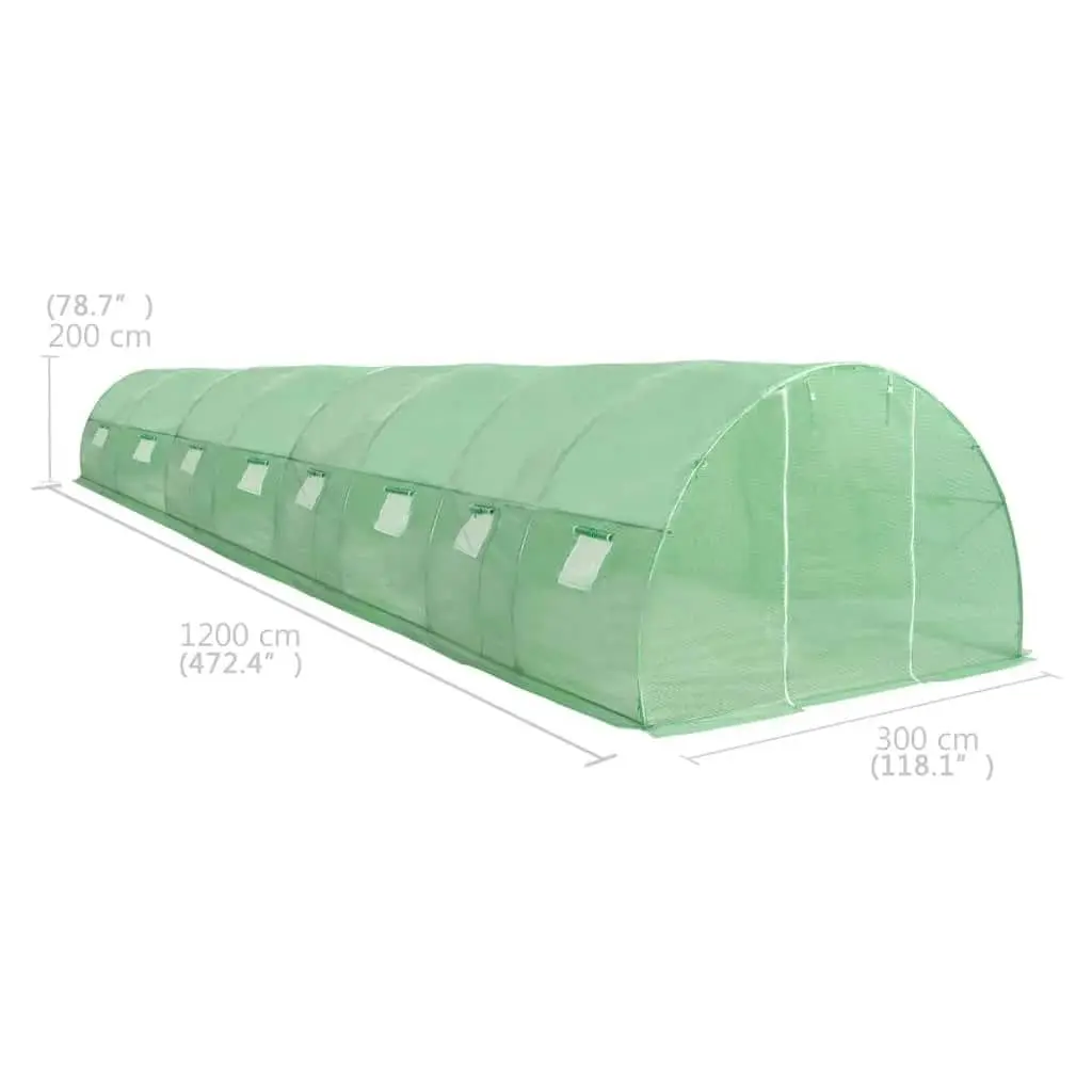 Greenhouse 36 m² Galvanised Steel Frame PE Mesh Garden Plant House with Windows
