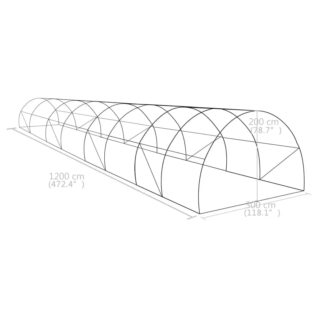 Greenhouse 36 m² Galvanised Steel Frame PE Mesh Garden Plant House with Windows