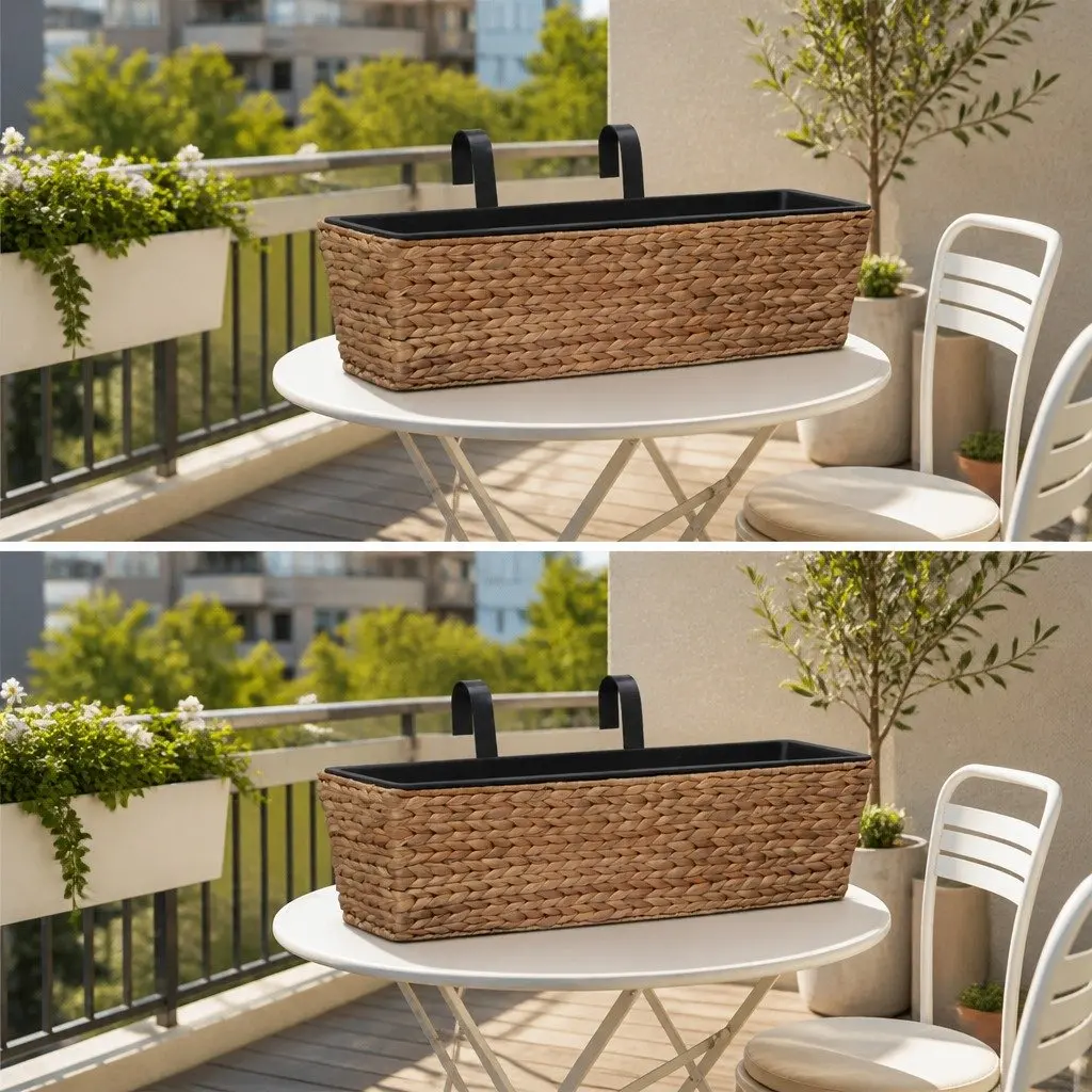 Water Hyacinth Planters Indoor Plant Pots Brown 2 Piece Set with Removable Containers